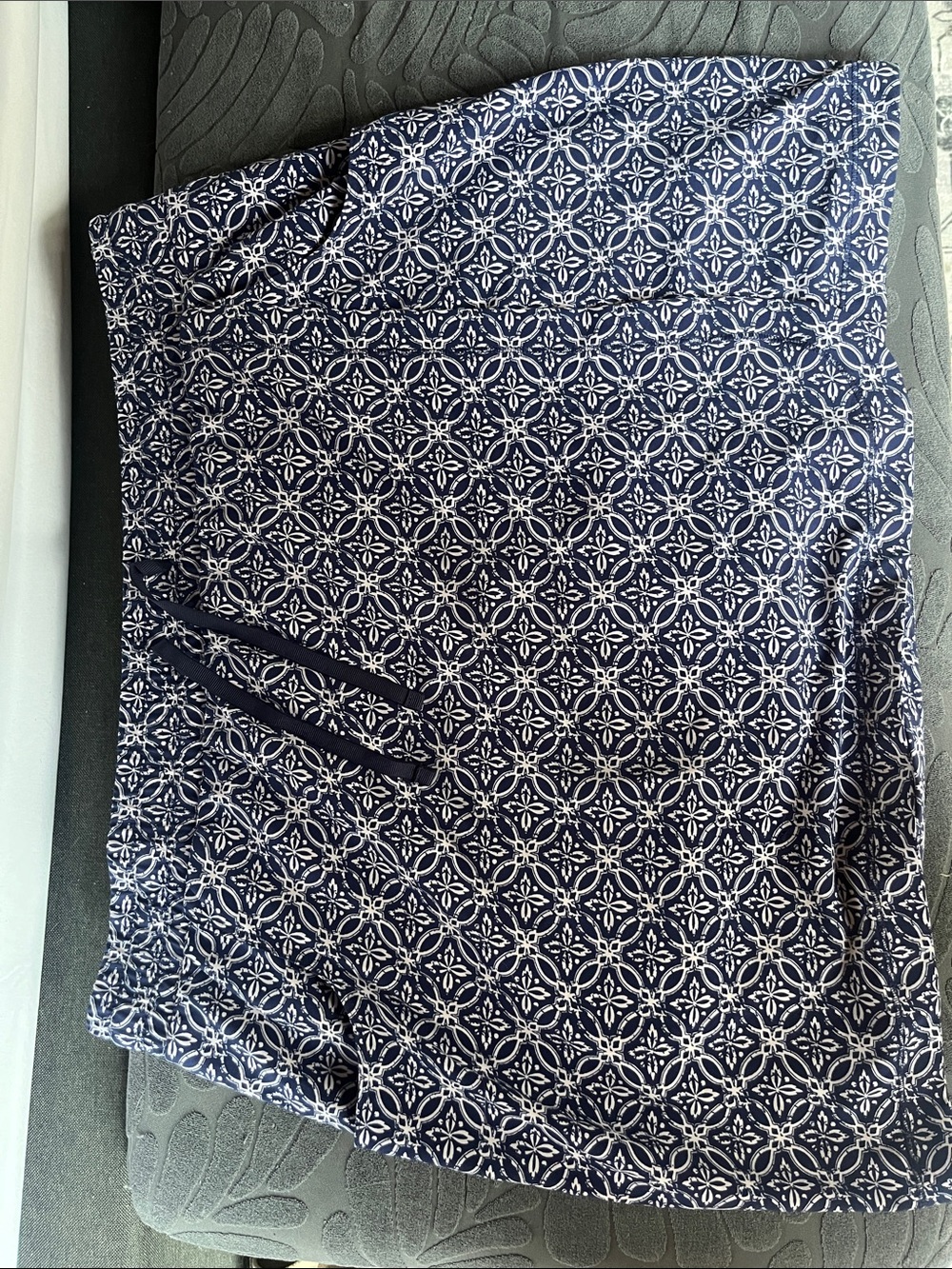 Talbots Navy White Print Pull On Skort Skirt Shorts Built In Shorts XL Petite